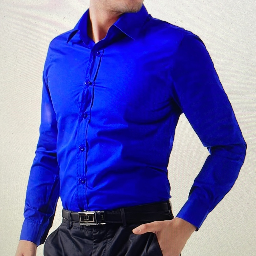 Paul Jones Long Sleeve Royal Blue Button Up Shirt 3XL NWOT - Picture 3 of 14